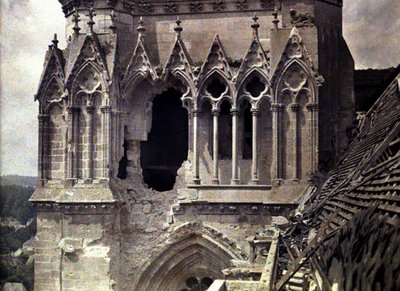 Bomb Damage to the Cathedrale Saint-Gervais-et-Saint-Protais, Soissons, Aisne, France, 1917 by Fernand Cuville